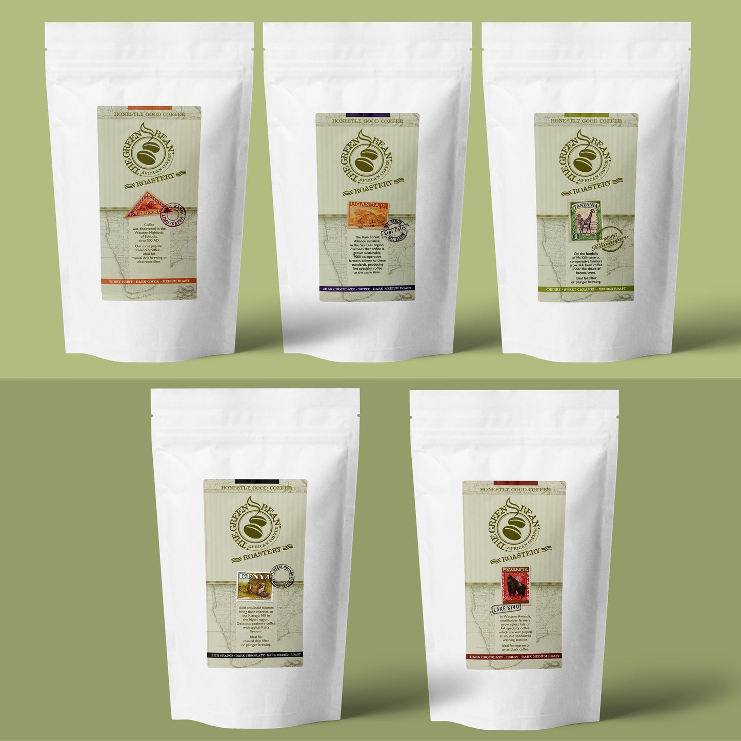 5 by 250g Single Origin Selection